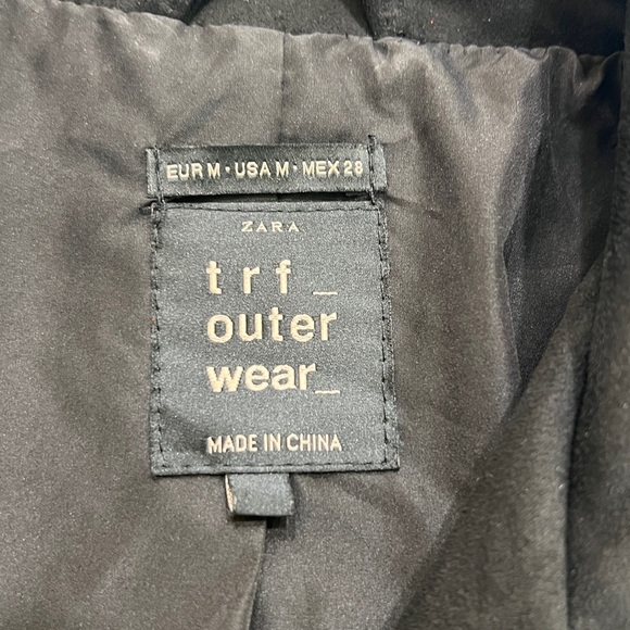 Zara Black Fringe Faux Suede Moto Jacket Cropped Western - Picture 6 of 8